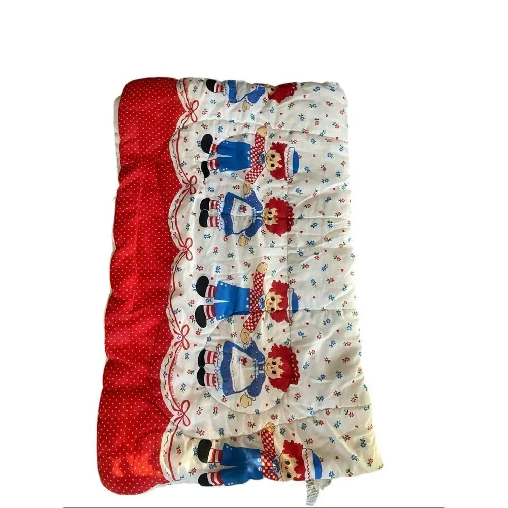 Raggedy Ann Andy Sleeping Bag Toddler Nap Mat USA Red Polka Dot Retro Vintage